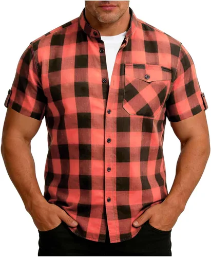 Vista 8 de Camisas de manga corta con botones para hombre, estilo occidental, con bolsillo, ligeras, transpirables, ajuste regular
