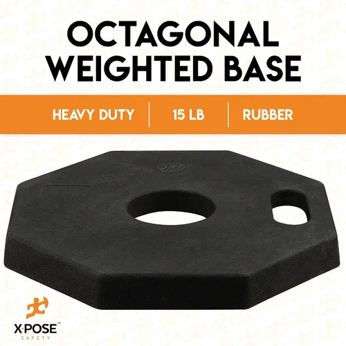 Vista 5 de Xpose Safety Postes de delineador naranja de 45 pulgadas con base, paquete de 3 – parte superior de anillo, banda reflectante de 10 pulgadas, base