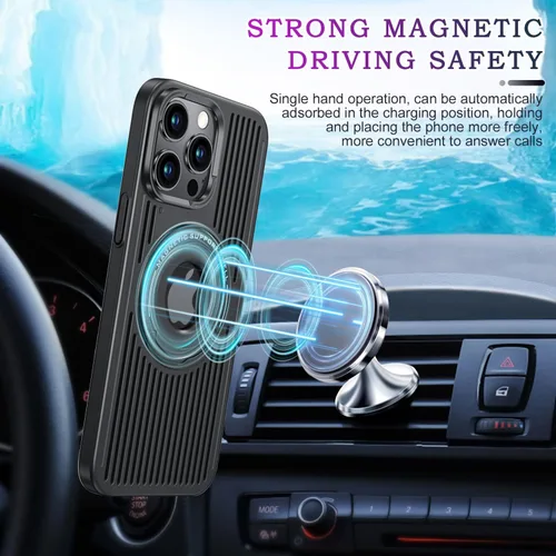 Vista 5 de Funda para iPhone 14 Pro con carga inalámbrica Magsafe, disipación de calor, soporte magnético, soporte invisible integrado y soporte de anillo