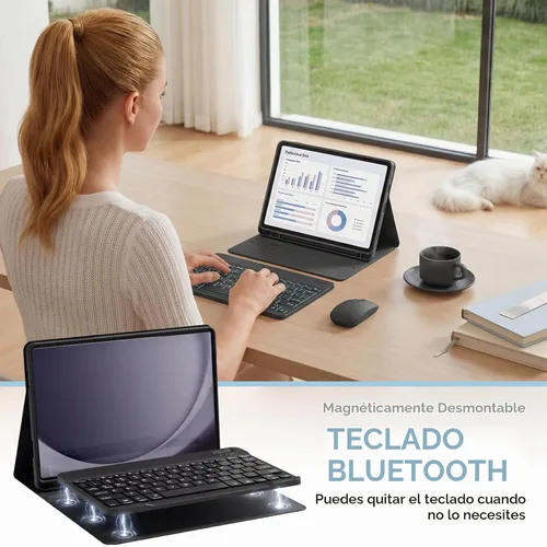 Vista 7 de Funda con teclado para Samsung Galaxy Tab S6 Lite de 10,4 pulgadas 2024 Negro
