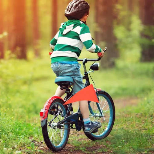 Vista 2 de Operitacx 5 banderas de seguridad para bicicleta sin poste, bandera de repuesto para remolque de bicicleta, bandera de seguridad para bicicletas a
