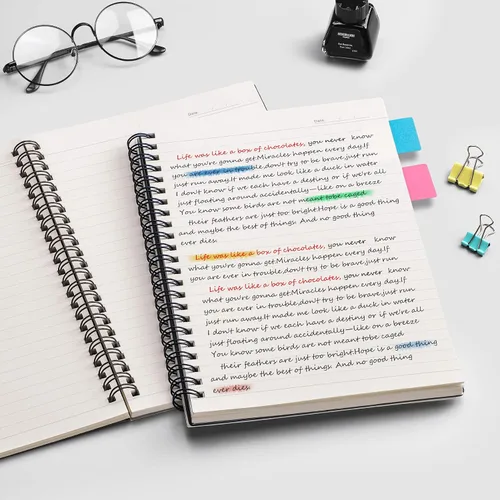 Vista 6 de EMSHOI Cuaderno diario en espiral rayado de 7.48" x 10.15" - Paquete de 3, 480 páginas de papel grueso de 100gsm, cuadernos grandes B5 con rayas