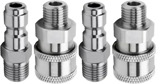 Vista 8 de Beduan Adaptador de Conector Rápido de Lavadora a Presión de Acero Inoxidable de 1/4" NPT Hembra con Enchufe QC, 5000 PSI