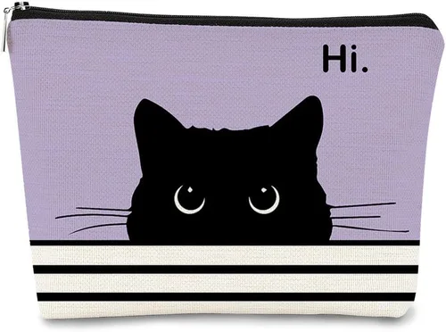 Vista 34 de Regalos de Gatos - Pequeña bolsa de maquillaje, bolsa de cosméticos para amantes de los gatos, bolsa de maquillaje para adolescentes y mujeres, cat 1