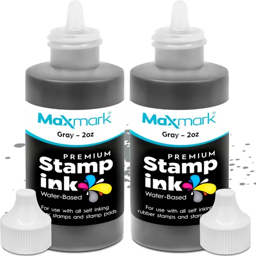 Vista 85 de MaxMark Premium - Tinta de recarga con punta de control en botella para sellos autoentintados, color negro - 1 onza