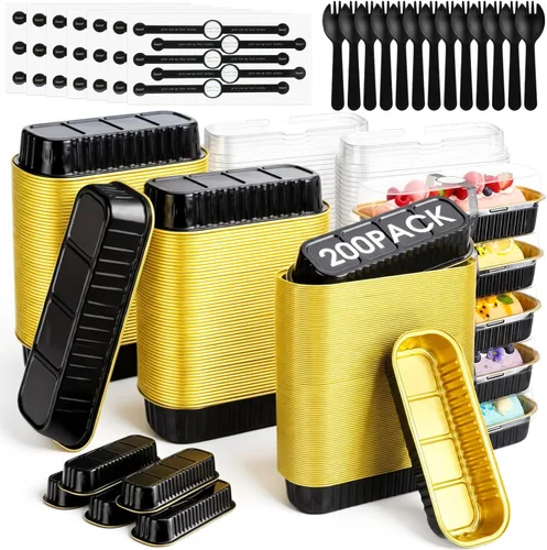 Vista 9 de LemonRoad 300 piezas de mini moldes para pan con tapa y cuchara adhesiva Varios