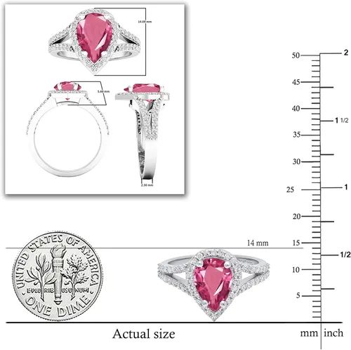 Vista 48 de Dazzlingrock Collection Anillo de compromiso con forma de lágrima y diamante blanco natural redondo de 0.45 quilates con halo de diamantes blancos