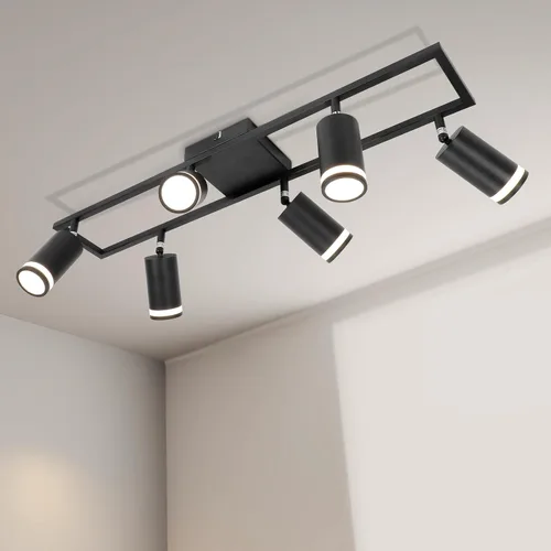 Vista 11 de Ketom Luminarias de Riel de Techo de 4 Luces, Foco LED de Techo Negro GU10, Kit de Luz de Riel Moderno para Cocina Pasillo Sala de Estar