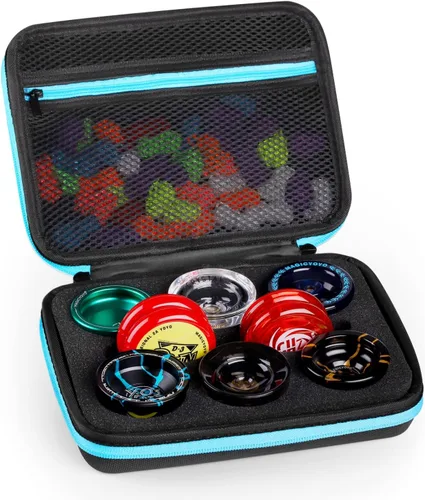 Vista 8 de Yoyo profesional Yoyo N11 dorado azul, aleación de metal Yoyo para niños/jugador avanzado+guante Yo Yo + bolsa Yoyo + cuerdas Yoyo, paquete