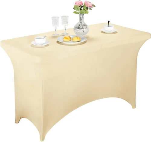 Vista 44 de LZY Cubierta de Mesa Elástica Ajustable de Spandex para Mesa Plegable de 6 pies, 4 pies o 8 pies, Mantel de Cóctel Rectangular, Perfecto para Champn