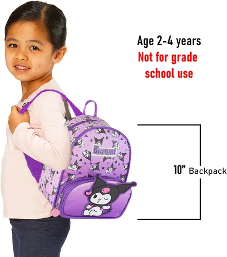Vista 6 de Kuromi 10" Mini Mochila Set - Bolso de piel sintética con marcador Sanrio Bundle