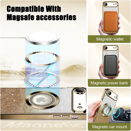 Vista 25 de Misscase Funda magnética con purpurina para iPhone 11 compatible con MagSafe, protección completa, delgada, a prueba de golpes, antiarañazos