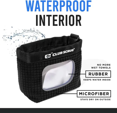 Vista 3 de Club Scrub Bolsa de limpieza para palos de golf y pelotas de golf, forro impermeable con tecnología de cara limpia, clip desmontable, lavable a