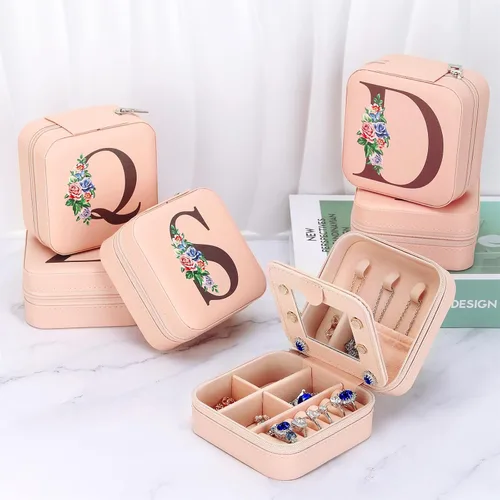 Vista 7 de LETURE Joyero de viaje pequeño joyero organizador de joyas con espejo, regalos únicos para mujeres, adolescentes, niñas, mamá, abuela, regalos