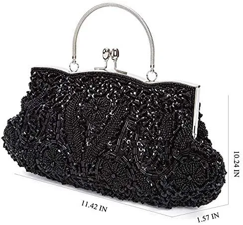 Vista 7 de Tmore Bolso de noche grande con diseño de lentejuelas y cuentas