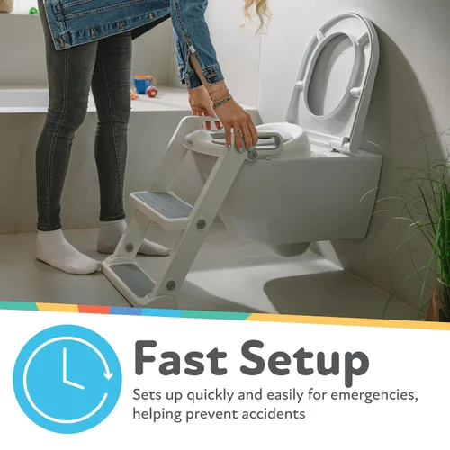 Vista 2 de Nuby Step Ladder - Asiento de inodoro para niños pequeños, asiento de inodoro todo en uno con escalera para niños de 18 meses en adelante, color rosa