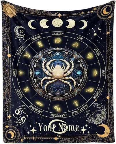 Vista 13 de Manta del Zodiaco Acuario para Niños y Niñas, Diseño Temático de Astrología Secreta Impreso, Mantas de Tiro para Niños, Regazo, Silla, Manta Suave