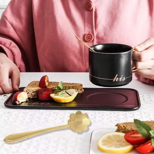 Vista 6 de Cuchara de café creativa de acero inoxidable con flores, cucharas de sopa de azúcar, cucharas para remover té helado de 4.8 pulgadas, cucharas