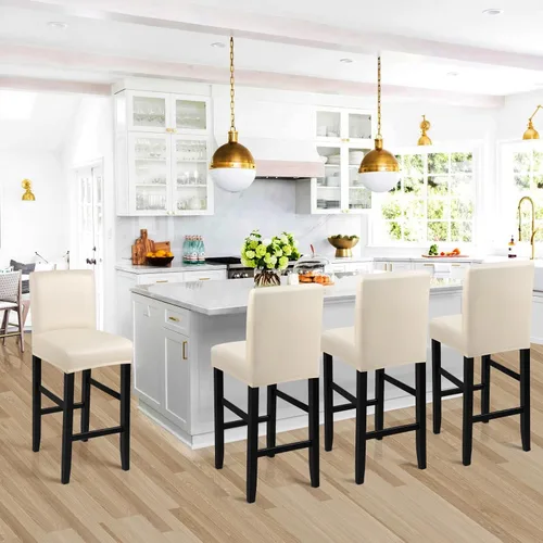 Vista 2 de YISUN - Fundas para taburete de bar, mezcla de forro polar elástico y poliéster, lavables y removibles, para taburete de bar y silla alta, con Beige