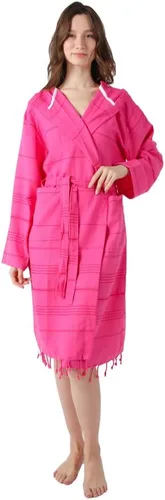 Vista 2 de SULTAN'S GEM Bata ligera de algodón con capucha para hombres y mujeres, bata de baño de algodón turco, bata unisex
