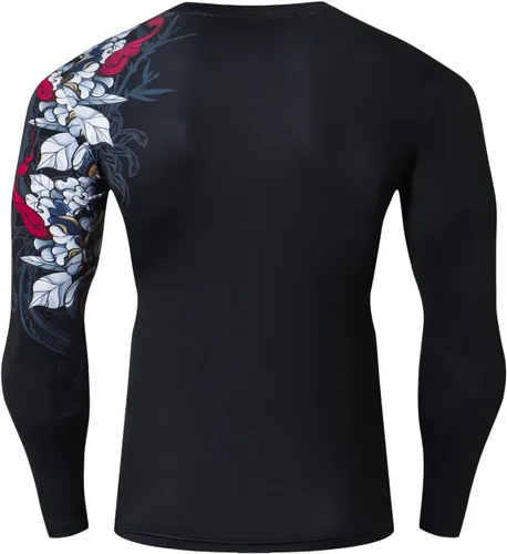 Vista 2 de Camisetas deportivas deportivas de manga larga con cuello redondo y compresión de manga larga