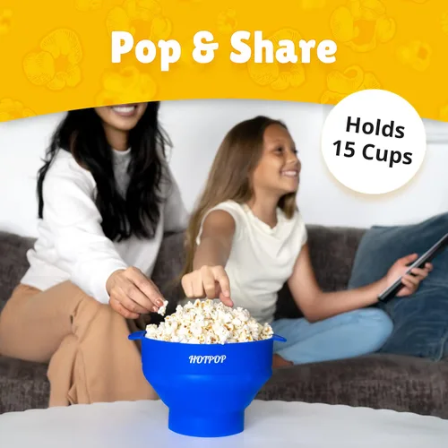 Vista 8 de The Orginal HOTPOP - Máquina para hacer palomitas de maíz de silicona, para microondas con asas, cuenco plegable, resistente al calor, fácil