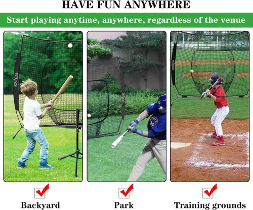 Vista 4 de 7x7FT Baseball Net for Any Skill Level Players to Batting&Hitting&Pitching Complete Set-Net&Carry Bag&Ground Stake(Stable&Portable);Tear-resistant