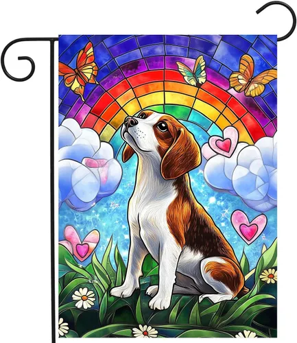 Vista 16 de Bandera floral de jardín Golden Retriever para jardín, banderas de bienvenida para exteriores de 12 x 18 pulgadas, bandera de perro de flores