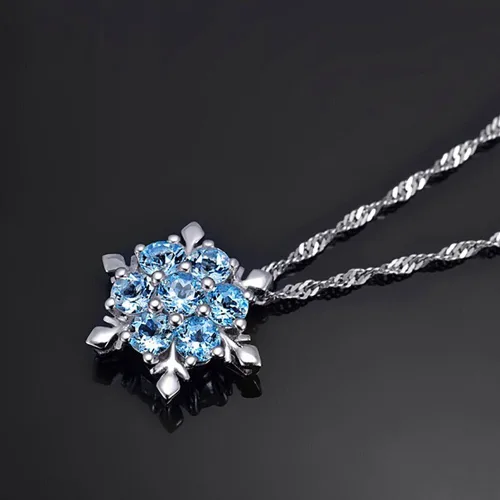 Vista 2 de Collar elegante Afazfaide con colgante de copo de nieve con cristales de estrás para fiestas de Navidad