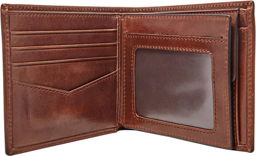 Vista 2 de Fossil Mens Ryan Leather RFID-Blocking Bifold Wallet with Coin Pocket