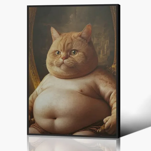 Vista 19 de Arte de pared vintage de gato japonés en lona, póster de gato negro peculiar comiendo ramen, impresión de arte retro de animales divertidos