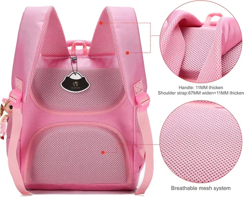 Vista 7 de Mochila escolar para niñas con lonchera para niñas y mochila para libros preescolares primaria
