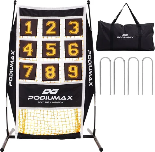 Vista 8 de PodiuMax Baseball Pitching Net, 9 Hole Pitching Net with Strike Zone, 5 Adjustable Heights Baseball Throwing Net for All Ages, Heavey Duty Solo