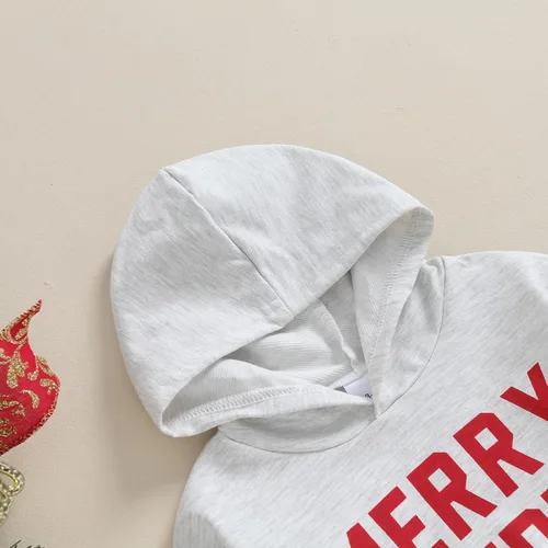 Vista 5 de Ehfomius Conjunto de sudadera con capucha y bolsillo de manga larga con estampado de ciervo para bebé niño