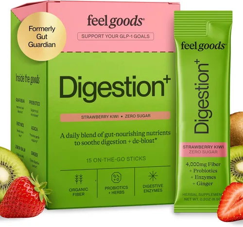 Vista 10 de Feel Goods Digestion+, salud intestinal, mezcla de fibra orgánica y probióticos, enzimas digestivas para alivio de la hinchazón, limpieza intestinal