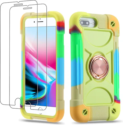 Vista 41 de Funda para iPhone Se3/iPhone Se2, iPhone 6/6S, iPhone 7/iPhone 8 de 4.7 pulgadas con soporte de anillo, con 2 protectores de pantalla resistentes