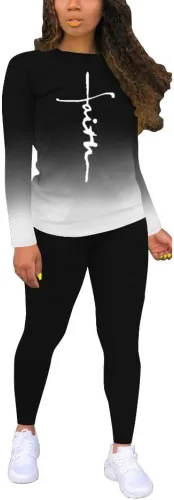 Vista 32 de Nimsruc Conjuntos de dos piezas para mujer casual 6536 Negro