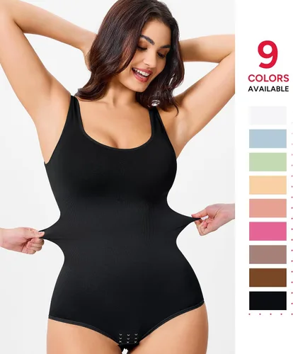 Vista 2 de Nebility Body moldeador de cintura sin costuras con cuello redondo y control de abdomen para mujer