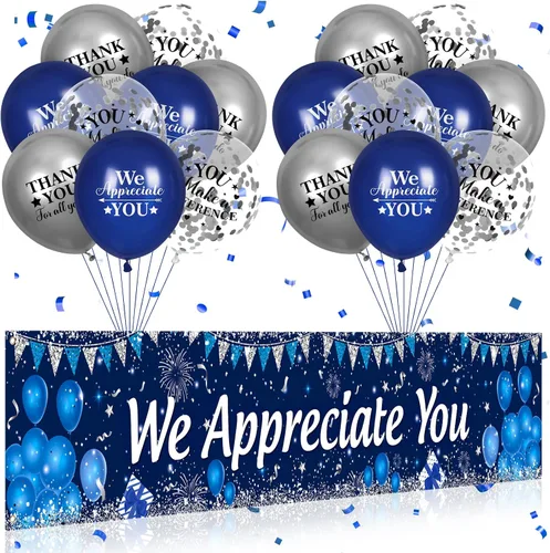 Vista 12 de Decoraciones We Appreciate You Letrero de Jardín Negro Dorado We Appreciate You con 18 Globos Letrero Gracias por Todo lo que Haces Regalos