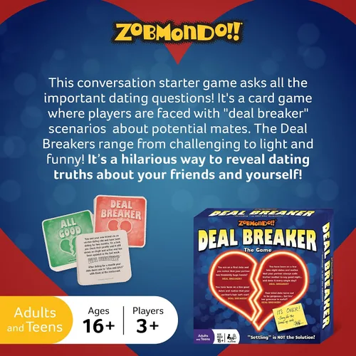 Vista 2 de Zobmondo!! Juego de cartas de citas para adultos Deal Breaker para adultos, Juegos para adultos para noche de juegos y noche de cita