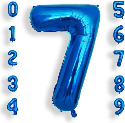 Vista 14 de AULE Globos grandes de 40 pulgadas con números 0 azules, globos grandes de números de aluminio, decoraciones de fiesta de cumpleaños de helio