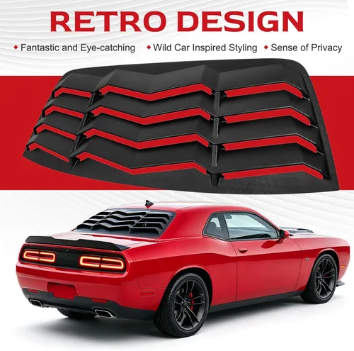Vista 3 de persiana para ventana trasera, cubierta protectora para parabrisas trasero compatible con Dodge Challenger 2008-2022 2023 en estilo GT Lambo