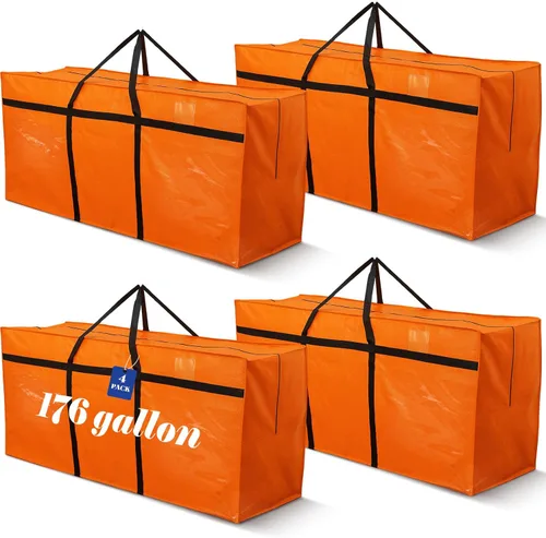 Vista 14 de 4 Piezas Bolsas de Mudanza Grandes con Cremallera y Asas Bolsas de Lona Tipo Duffle Plegables de Almacenamiento Extra Resistentes Extra Grandes