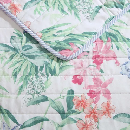 Vista 6 de Tommy Bahama - Juego de edredón tamaño Queen, ropa de cama reversible de algodón costero con fundas a juego, juego de ropa de cama botánica colorido