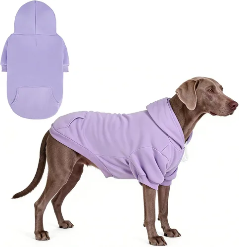 Vista 25 de KOOLTAIL Sudadera básica con capucha para perro, suave y cálida, con agujero para correa y con bolsillo, abrigo de invierno para perros, ropa