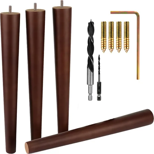 Vista 10 de Airy Abode Patas de madera de fresno prémium para muebles (kit de instalación completa): elige tu tamaño y color Ceniza