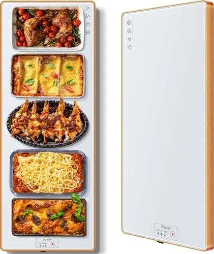 Vista 10 de Bandeja de calentamiento eléctrica, L, 22 x 14 pulgadas, alfombrilla de calentamiento de vidrio templado para alimentos, color negro Keep Food
