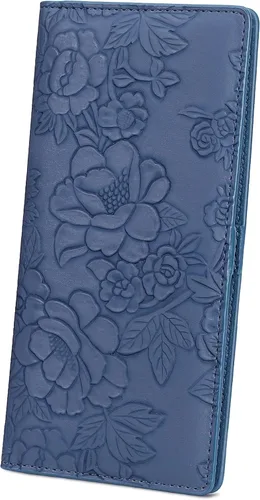 Vista 11 de FALAN MULE Cartera delgada ultrafina para mujer, de cuero plegable, bloqueo RFID, tarjetero de diseño, Negro