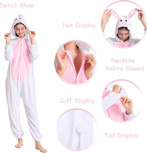 Vista 2 de Funivals Unisex Animals Costume AdultPlush Hooded Animals Onesie Homewear AdultsHalloween Christmas Jumpsuit Women & Men