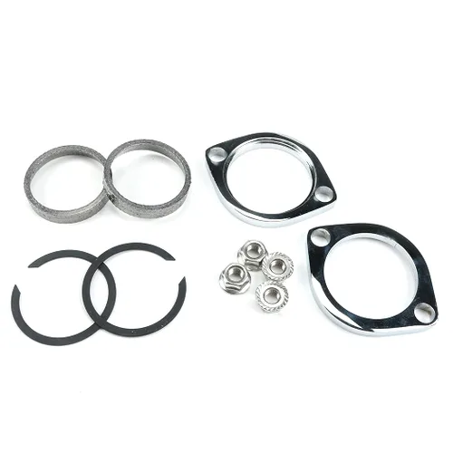 Vista 2 de Nuevo Kit de instalación de bridas de escape par bridas juntas C-Clips tuercas arandelas para Harley Davidson
